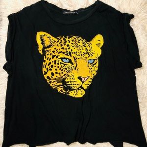 Wildfox Tiger Baggy T Shirt Raw Hem SZ Small EUC